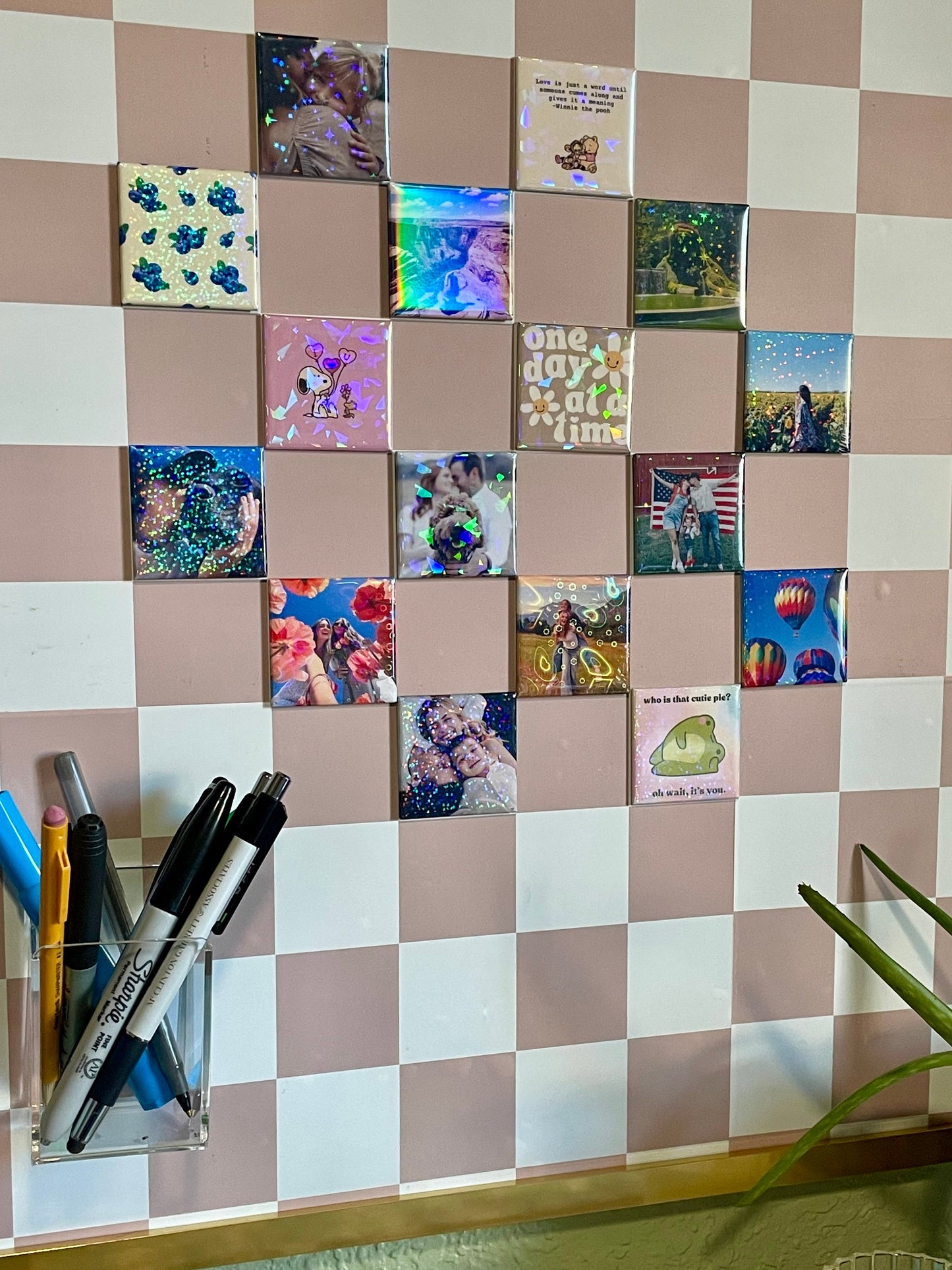 Square Photo Magnet with Pattern Set of 18