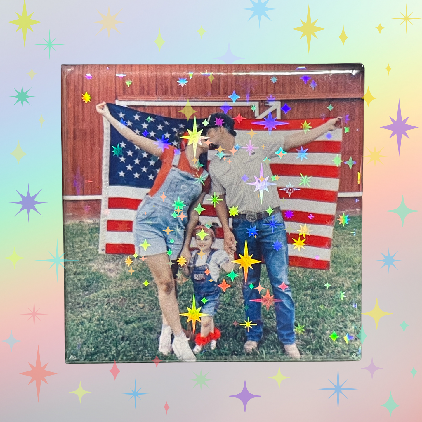 Square Photo Magnet with Pattern Set of 18